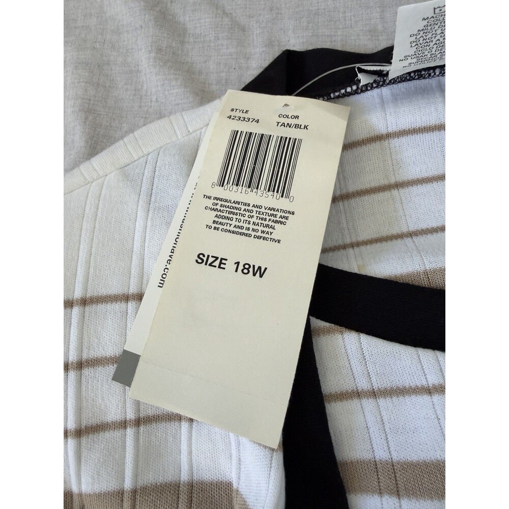Megan Lee Layered Cardigan Top Women's Size 18W White Black Tan Twofer One Top - Picture 5 of 7